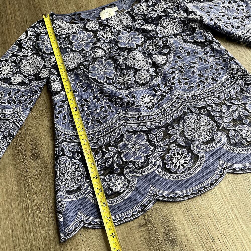 Anthropologie HD in ParisMontmartre Blouse Blue Long Sleeve 00 - Picture 4 of 7